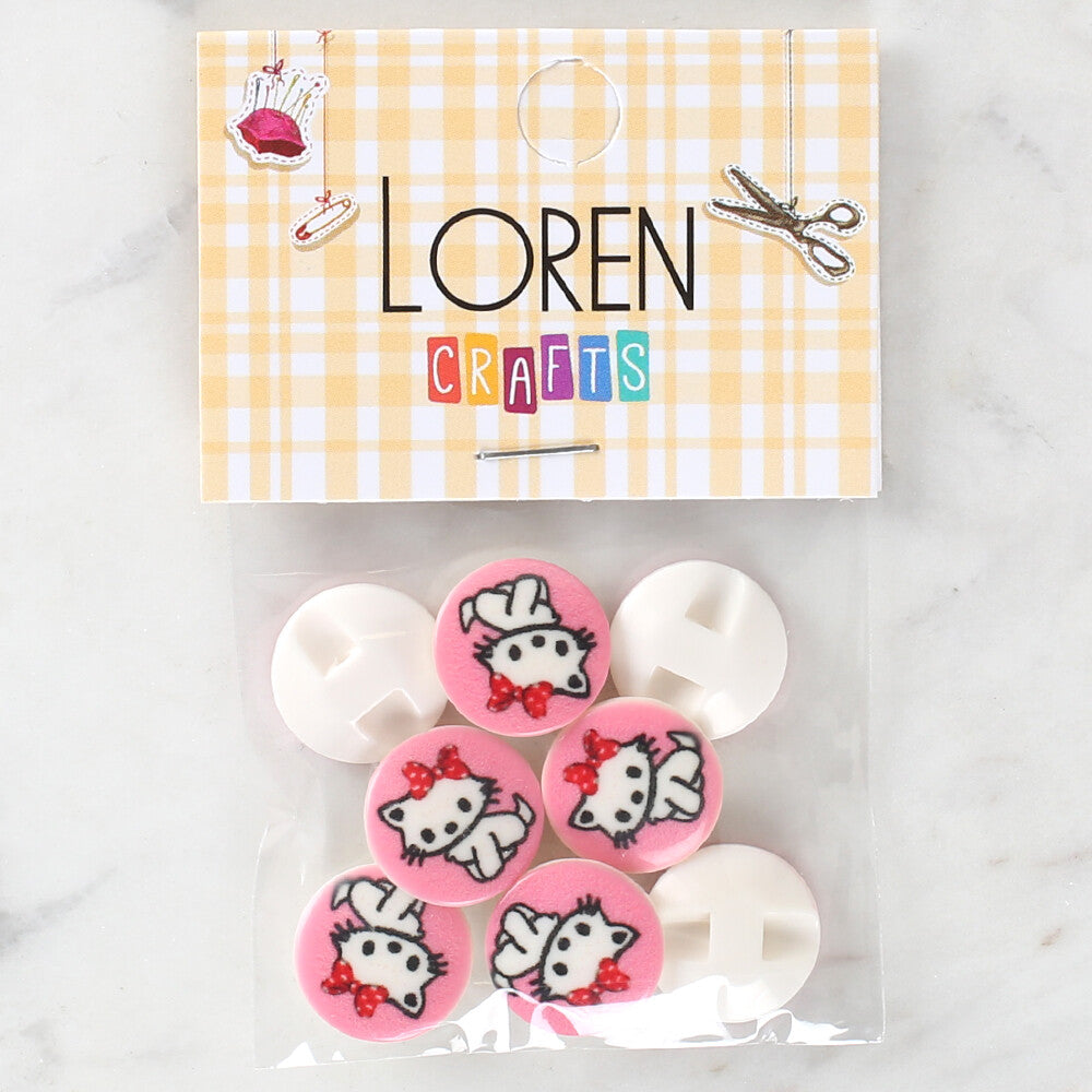 Loren Crafts 8'li Kedi Düğme - 1071